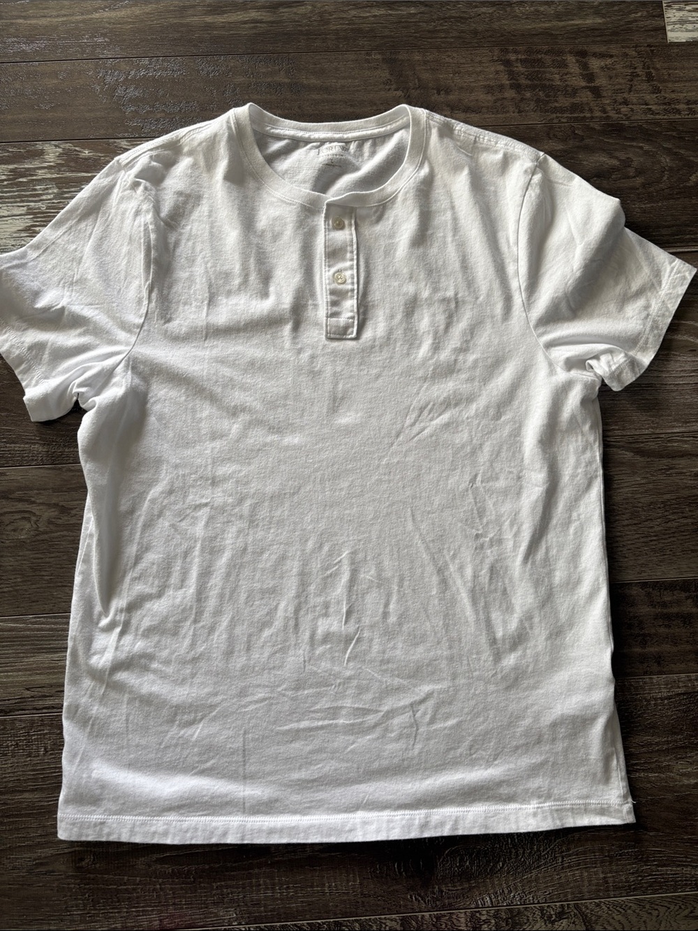 Classic J Crew White Short-Sleeve Henley Shirt